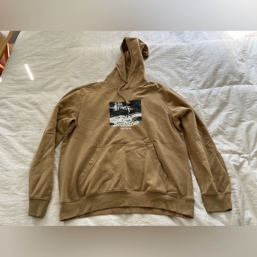 “Outta boundaries since day one” tan hoodie